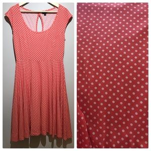 Torrid Coral Polka Dot Skater Dress size 0
